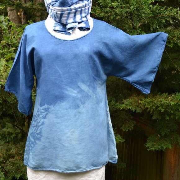 Altogether Lovely BLOUSE- *made entirely-by-hand* - *hand-dyed with indigo*